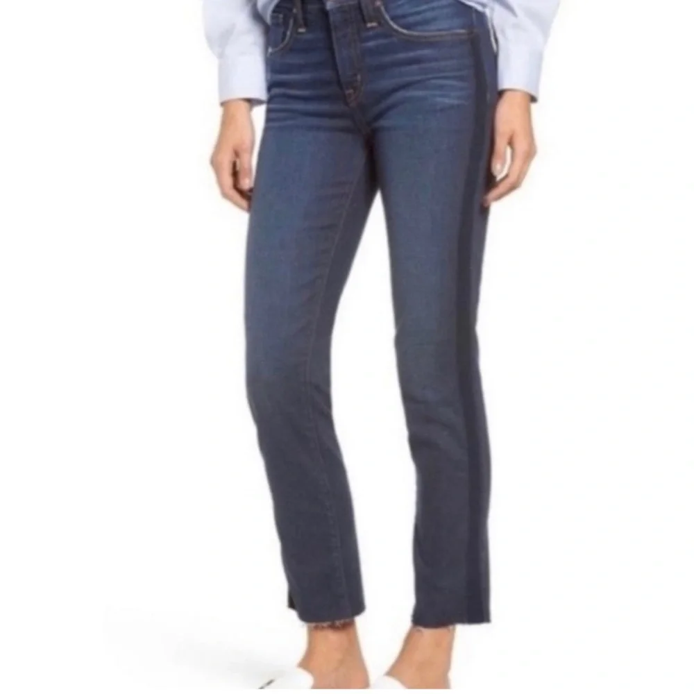 Halogen Jeans Straight Crop Womens Size 30x23” Frayed Ankle Embroidered Denim - Picture 1 of 14